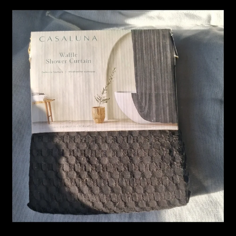 Casaluna Textured Waffle Shower Curtain - Charcoal Nwt